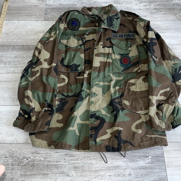 Other - VTG 90s US Military Cold Weather Field Coat Medium Long Woodland USAF M-65